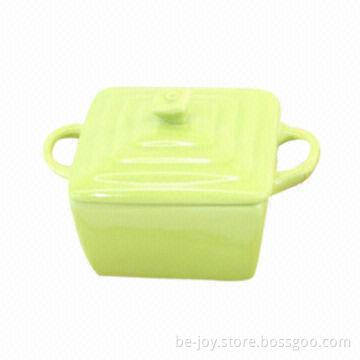 High-quality ceramic soup pot with handle and lid, various color and artworks are available